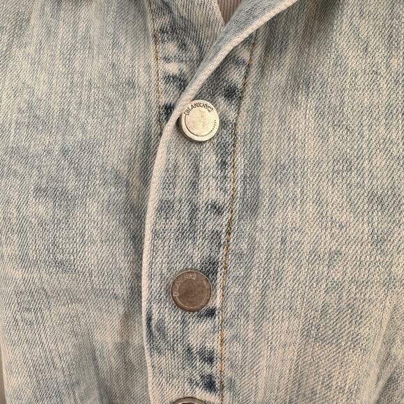 Blank NYC Bleach Washed Button Up Crop Shirt Size Small - Picture 3 of 7
